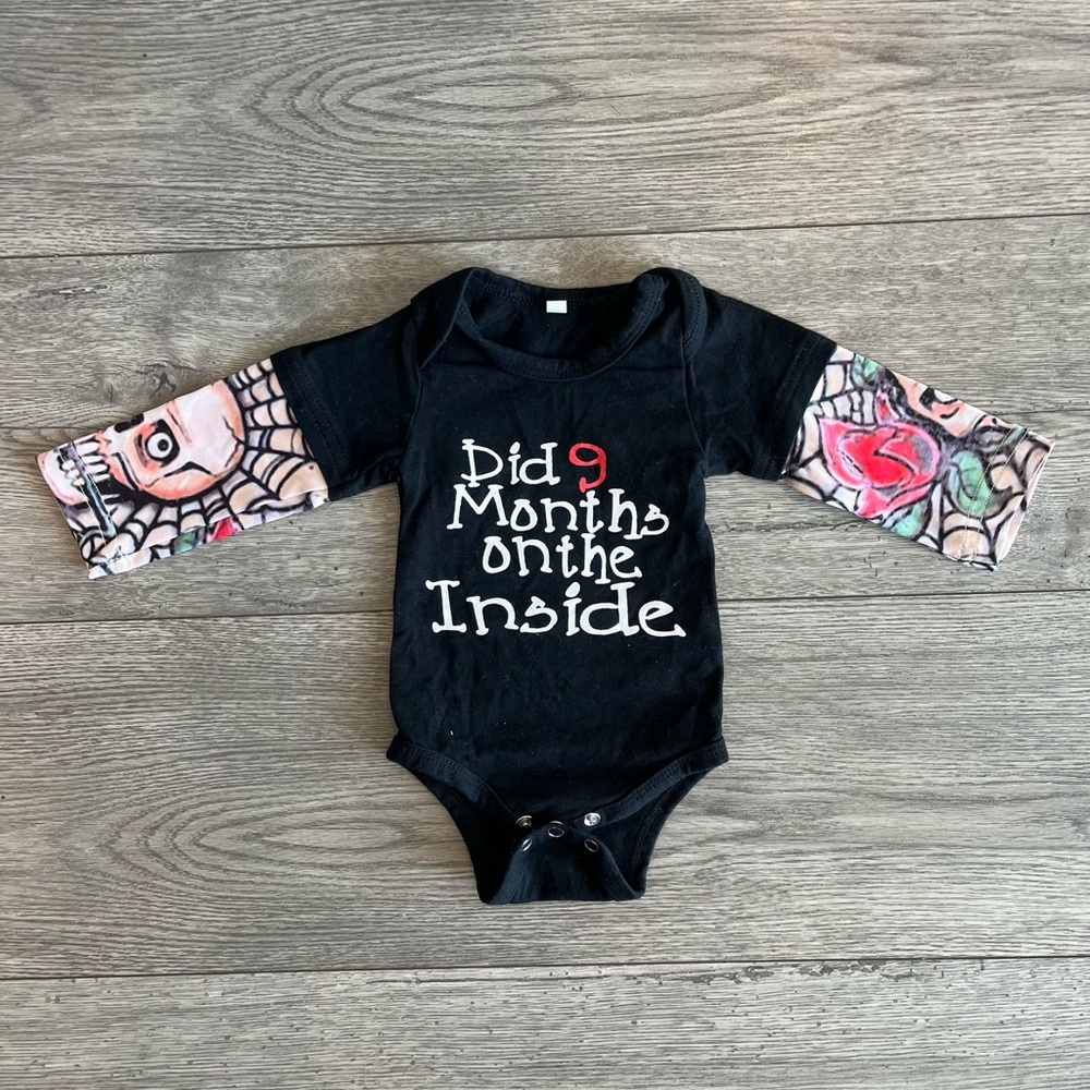 Funny Newborn Baby Long Sleeve Onesie Tattoo Sleeve Jail Prison Cotton Costume